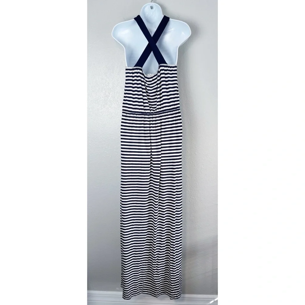 Caslon blue white striped stretchy maxi dress S - Picture 5 of 10